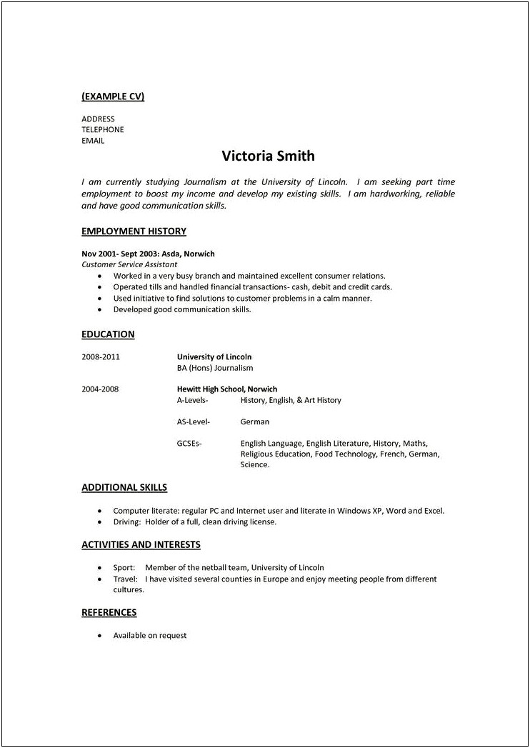 Resume Exemple For A Job