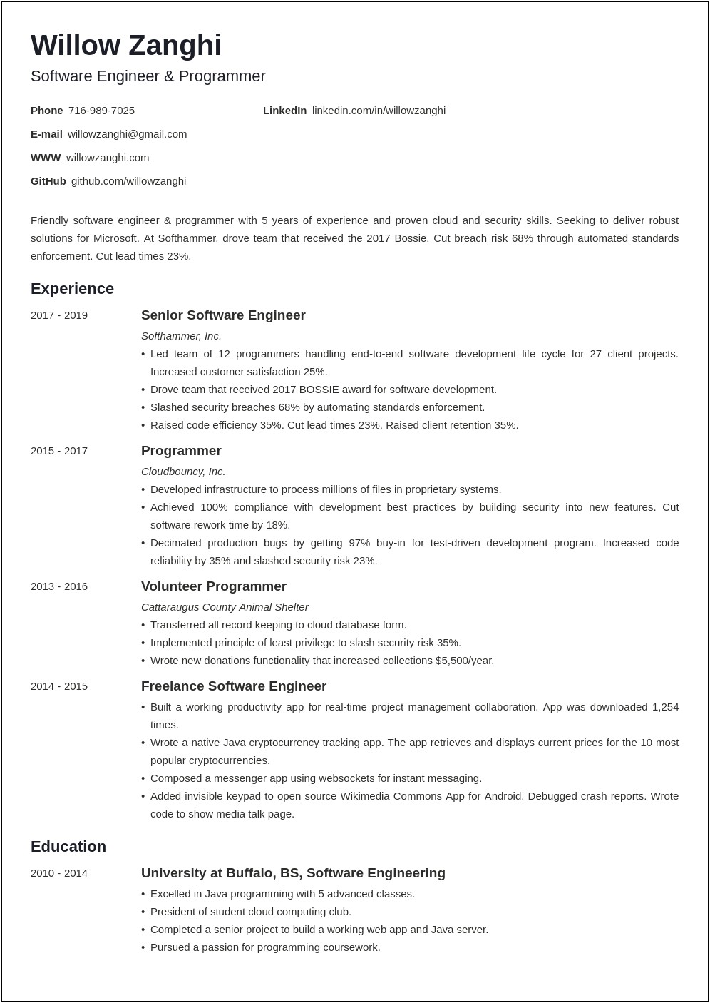 Resume Experience Chronological Order Or Relevance