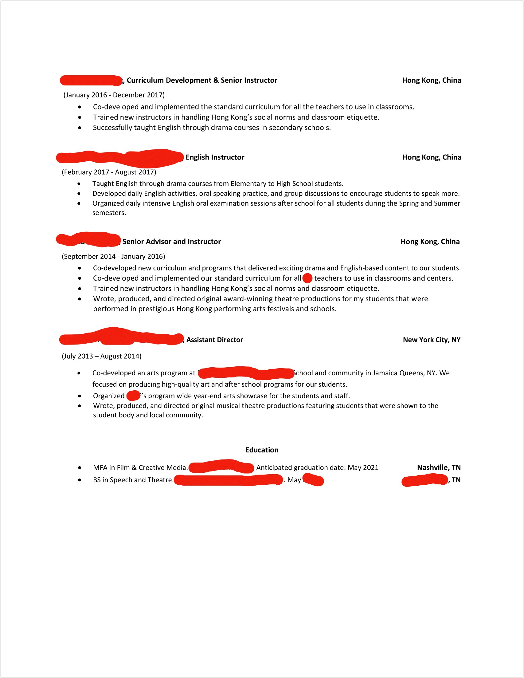 Resume Film Do You Put Production Company