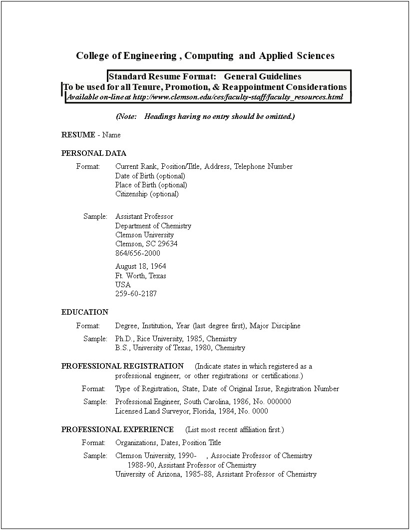 Resume For A Chemistry Job