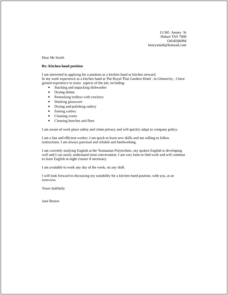 Resume For A Kitchen Manager