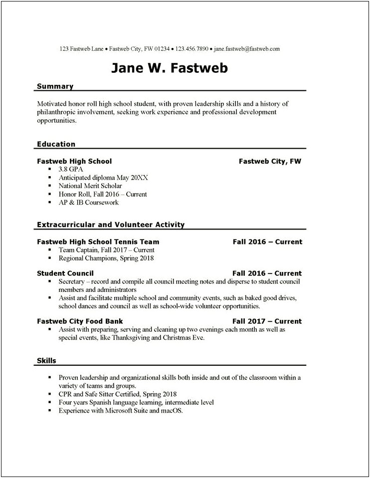 Resume For A Part Time Job For Money