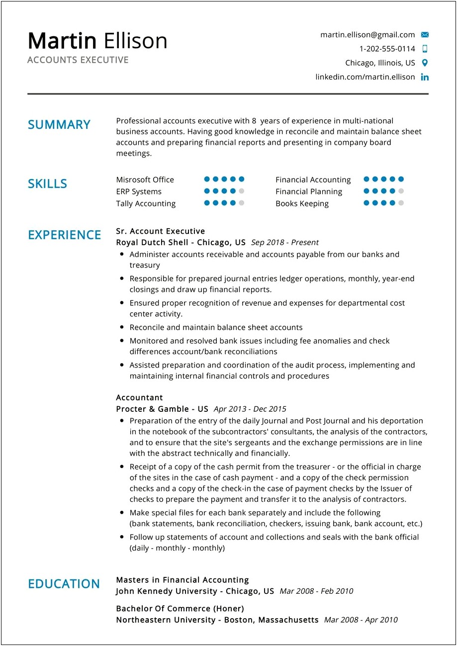 Resume For Accountant In Word Format India
