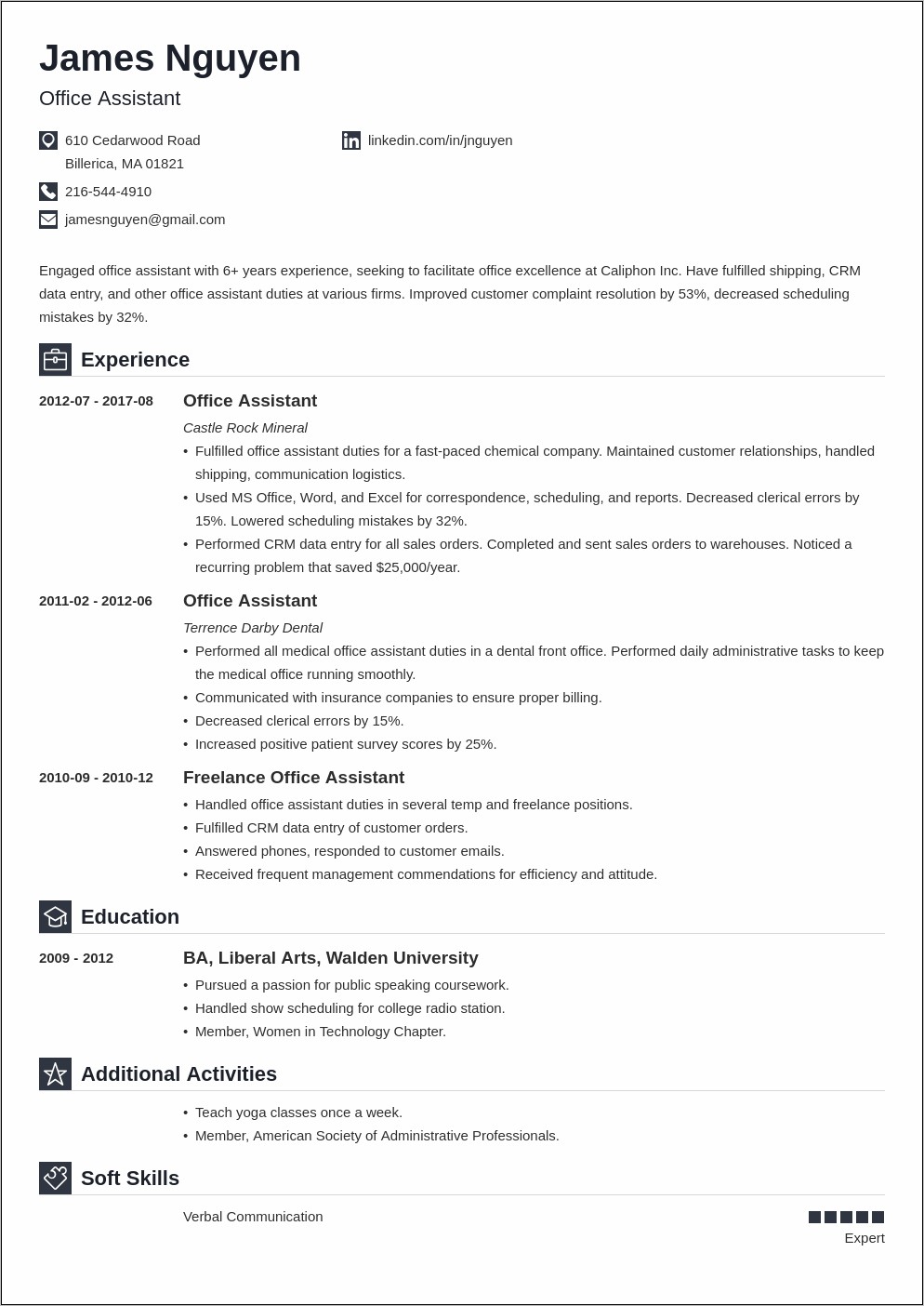 Resume For Assistant Office Manager