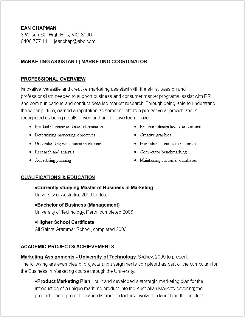 Resume For Australian Job Market