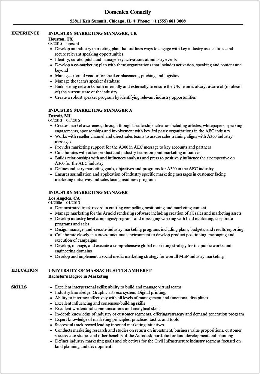 Resume For Auto Spring Marketing Manager