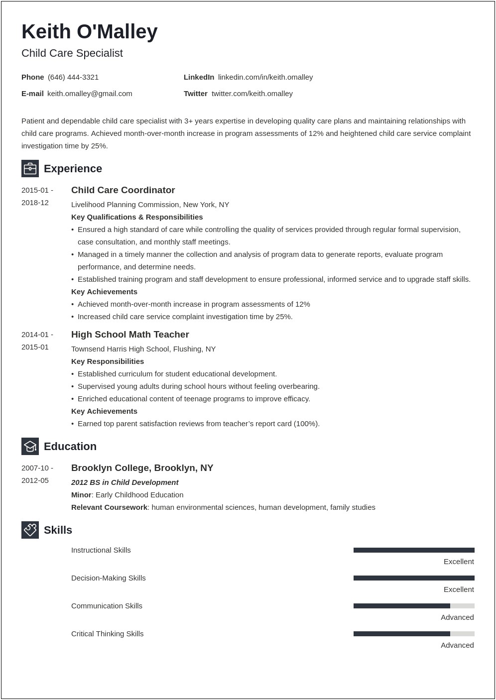 Resume For Before And After School Care