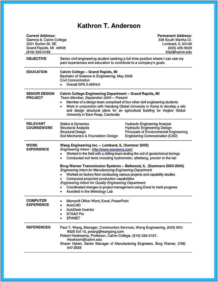 Resume For College Student No Experience Template