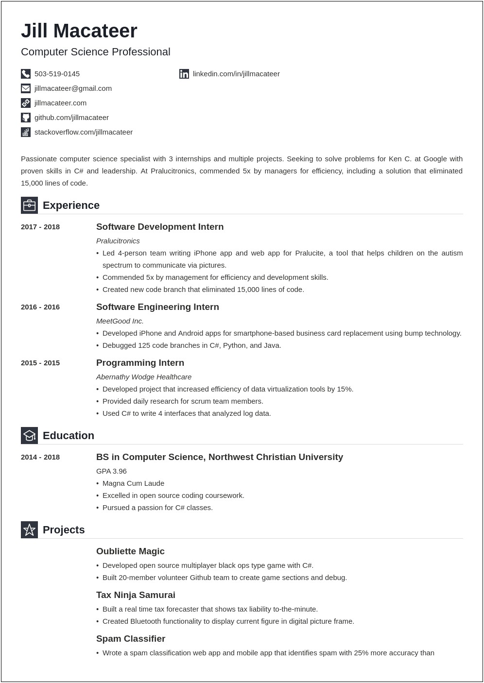 Resume For College Student Tech Skills