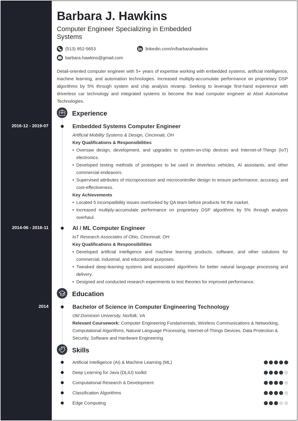 Resume For Computer Engineering Jobs