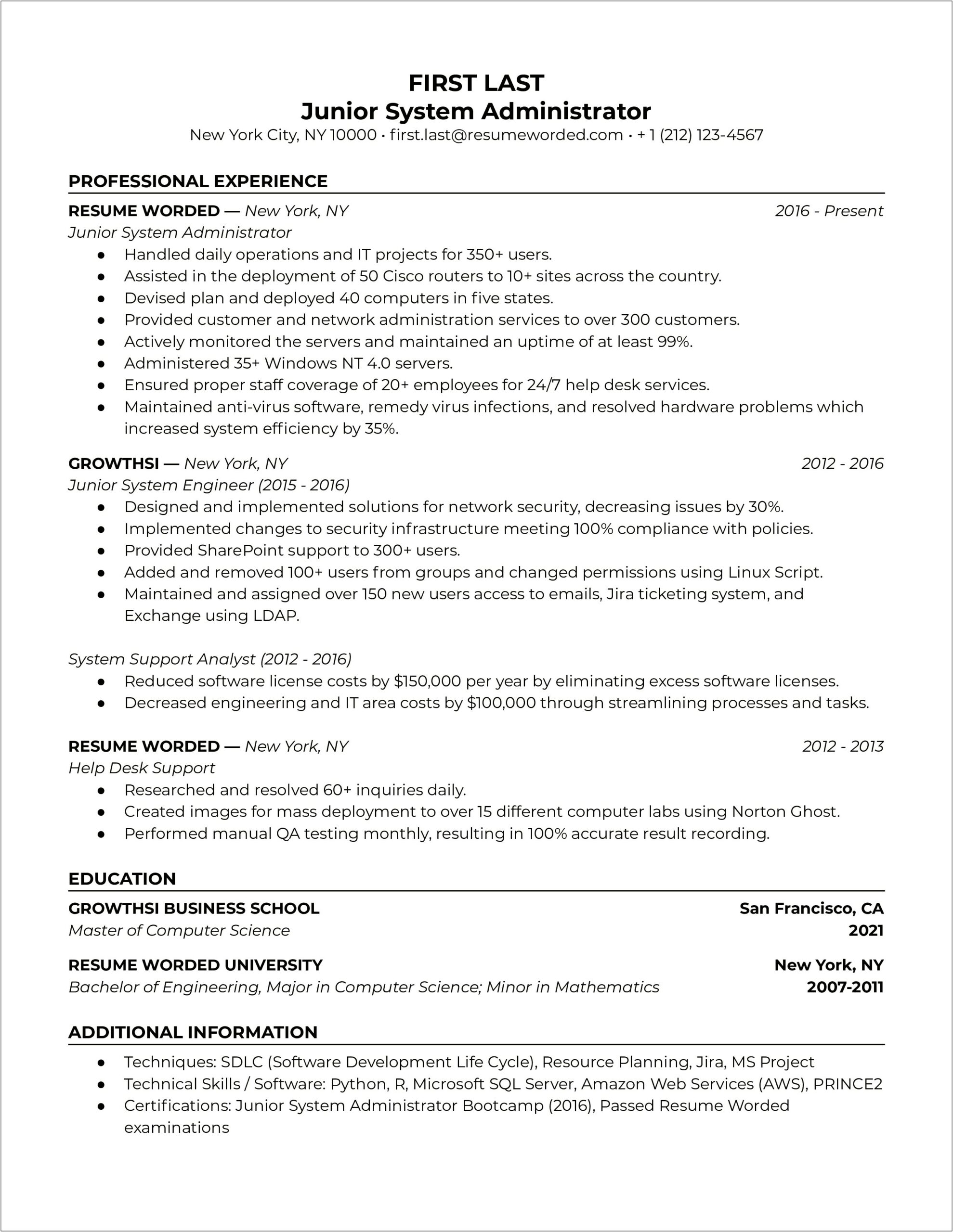 Resume For Computer Help Desk Job