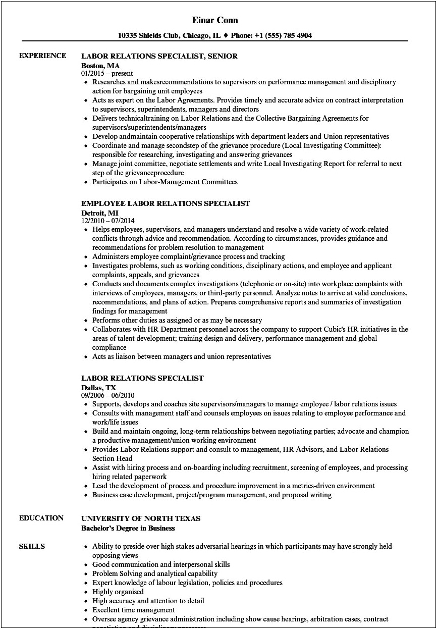 Resume For Donor Relations Manager