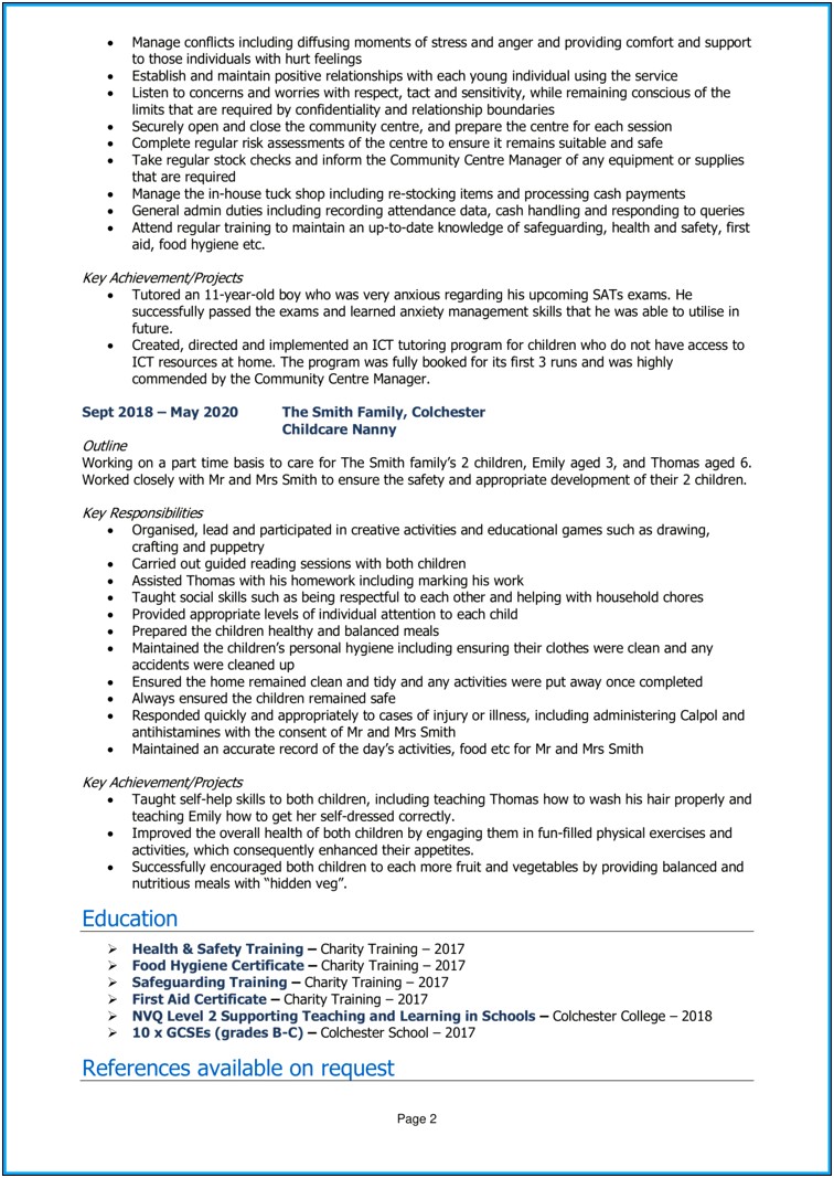 Resume For Early Childhood Teacher With No Experience