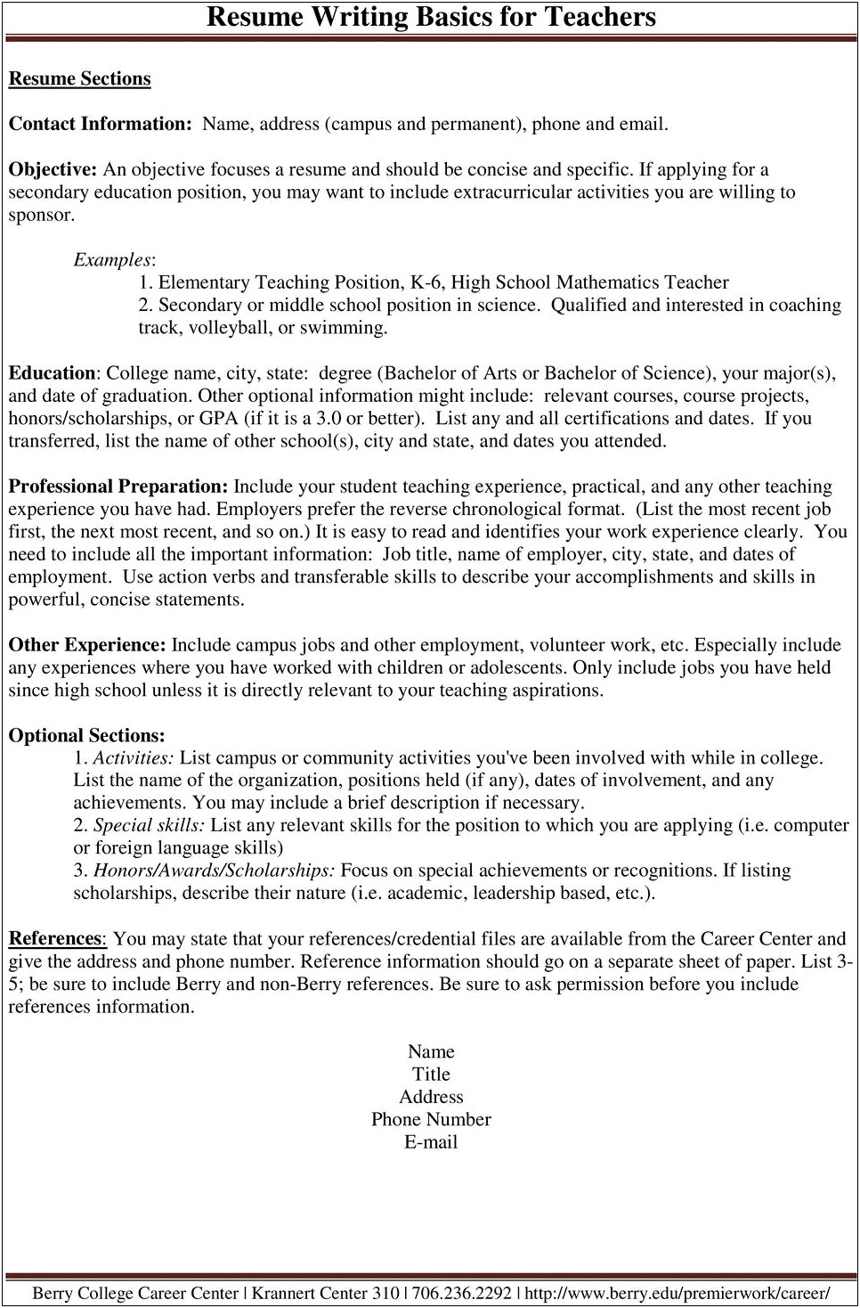 Resume For Elementary Teacher At Title 1 School