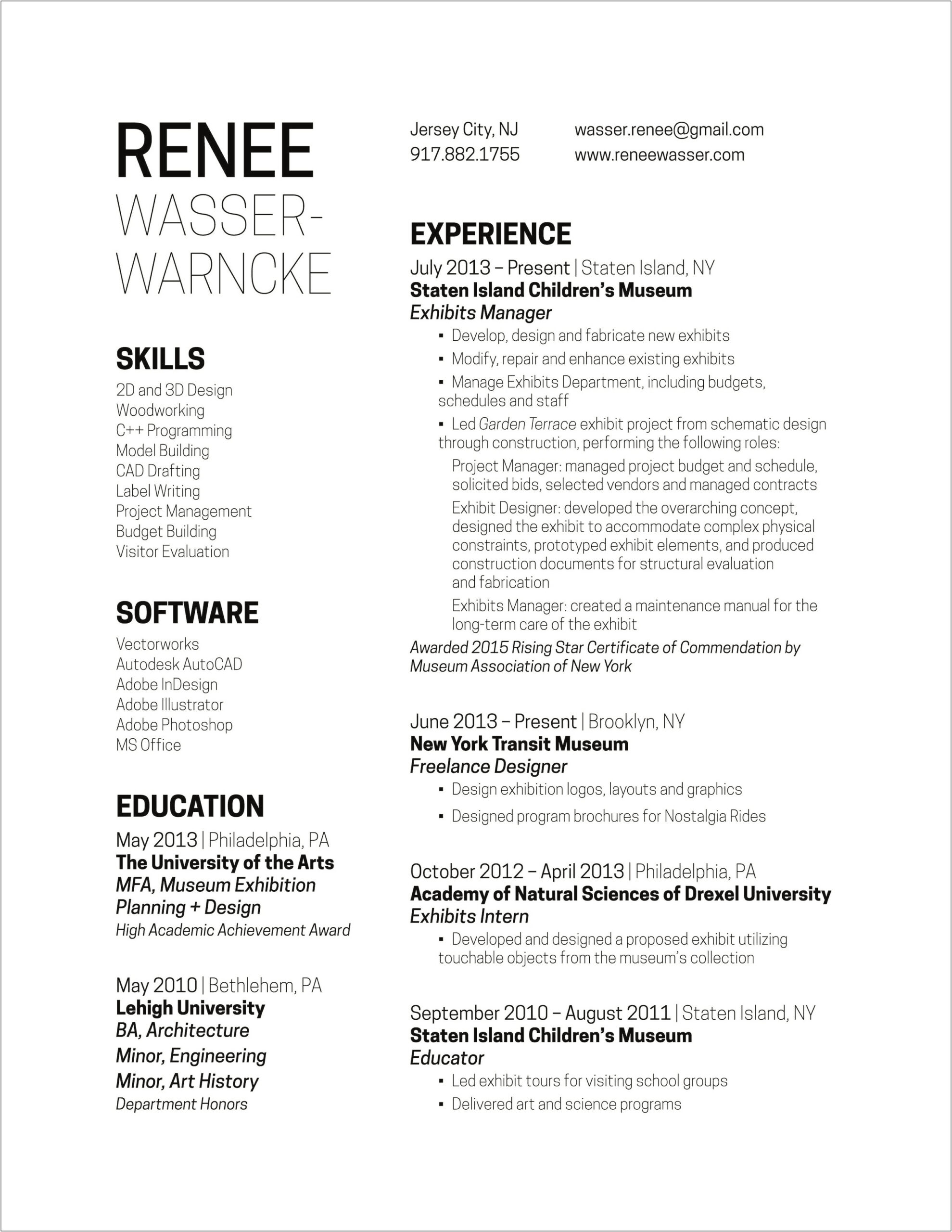 Resume For Exhibit Project Managers