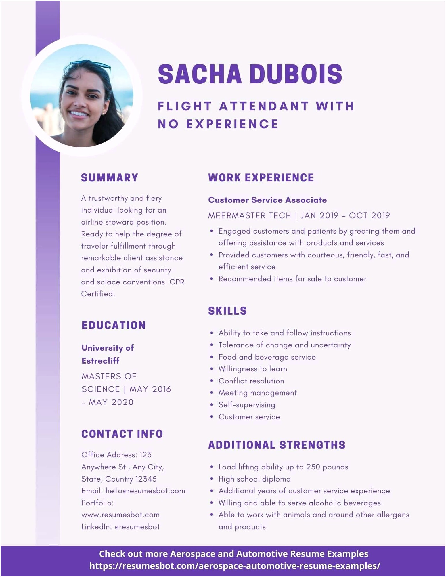 Resume For Flight Attendant With No Experience Sample