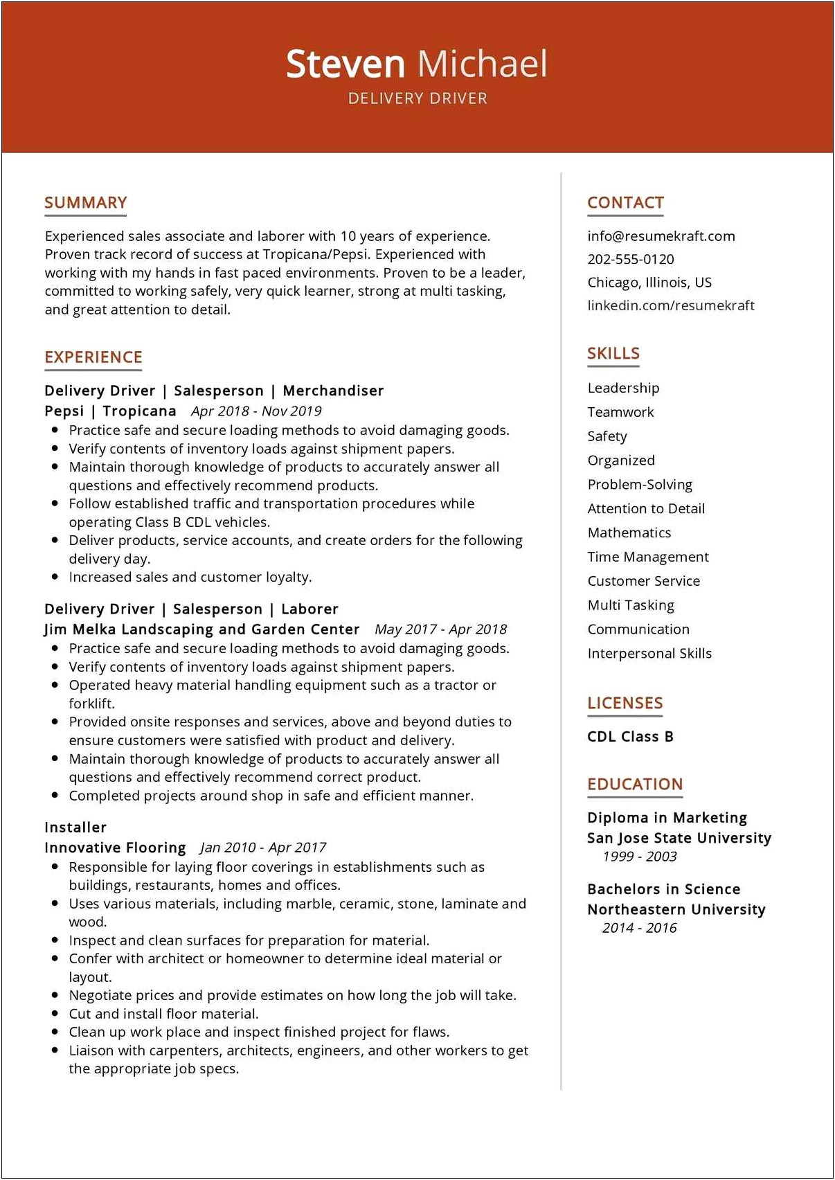 Resume For Forklift Driver No Experience