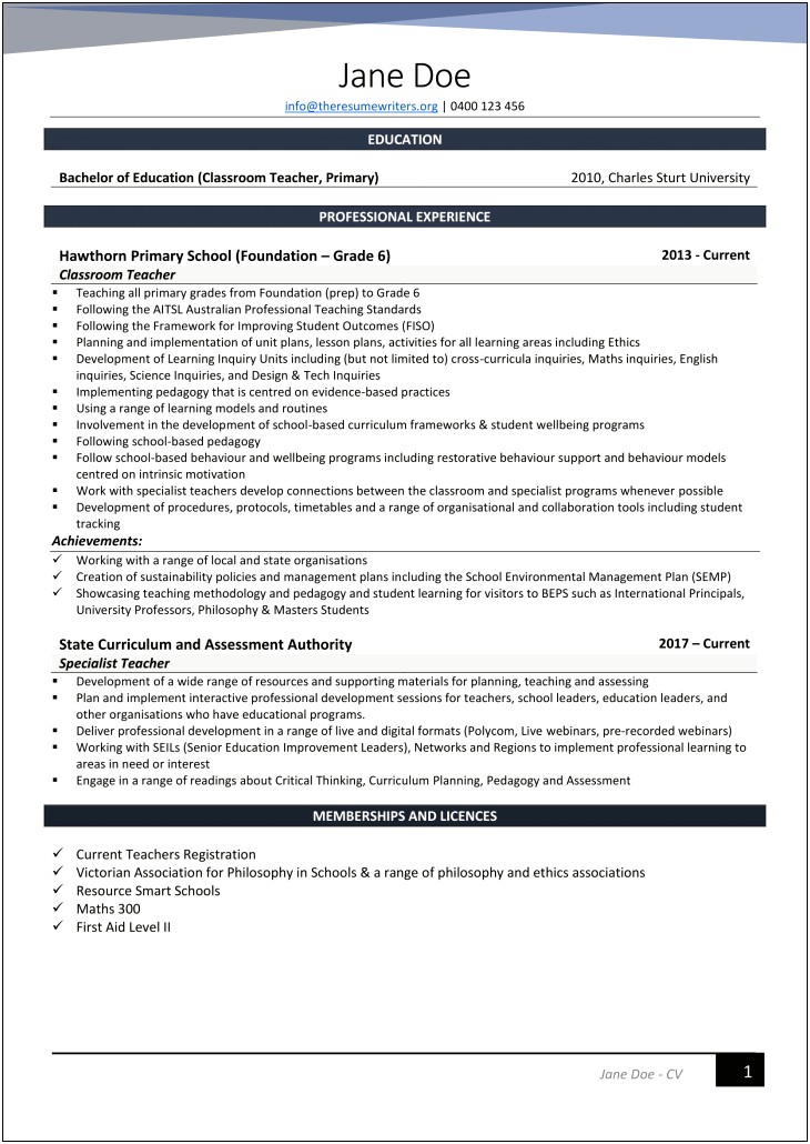 Resume For Government Jobs Australia