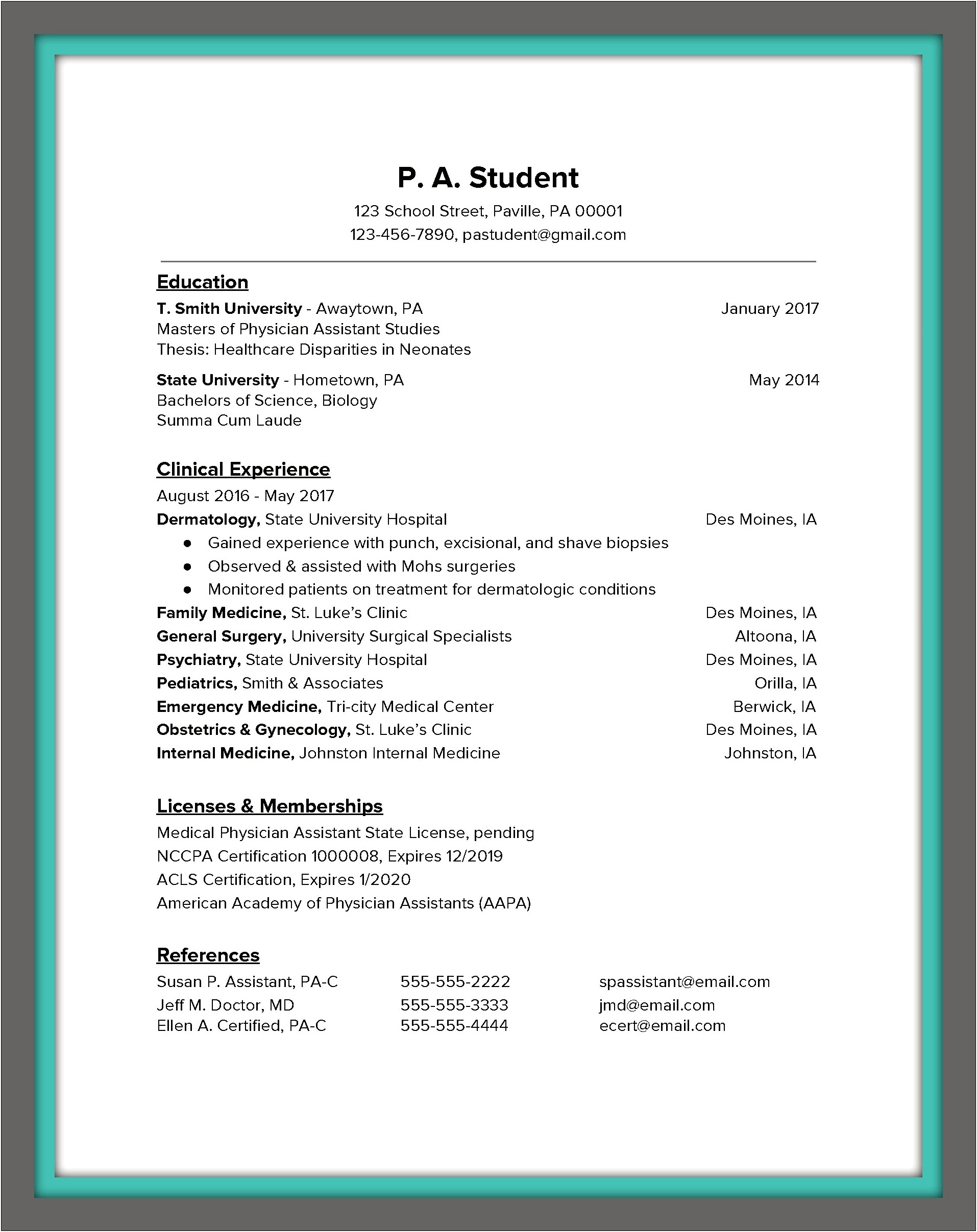 Resume For Grad School Examples