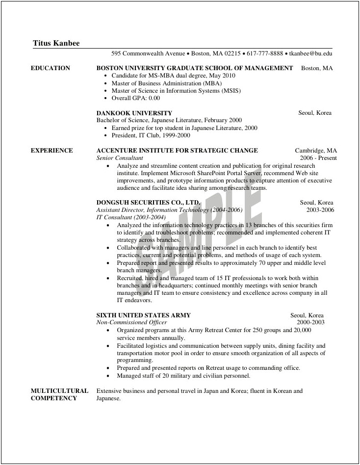 Resume For Graduate School Masters Of Science