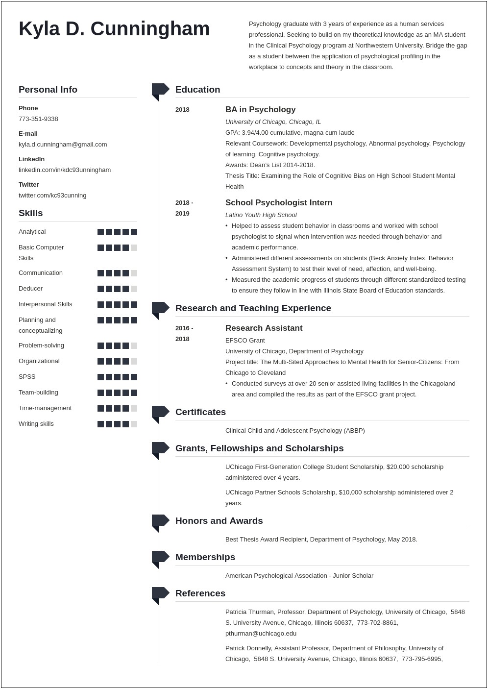 Resume For Graduate School One Page Or Two