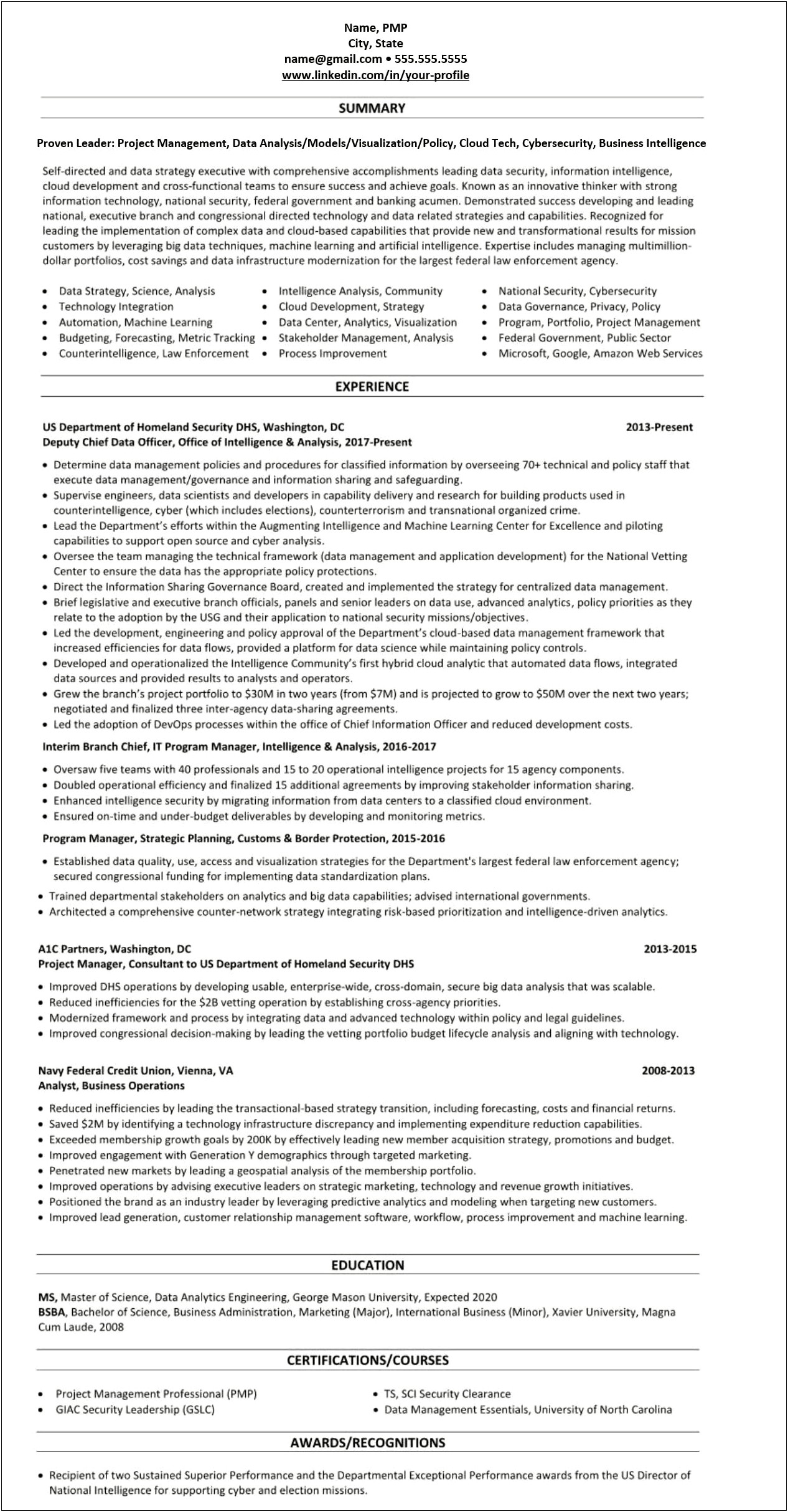Resume For Homeland Security And Management