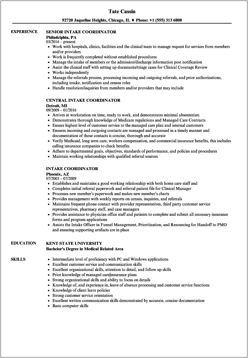 Resume For Job Discharge Planner