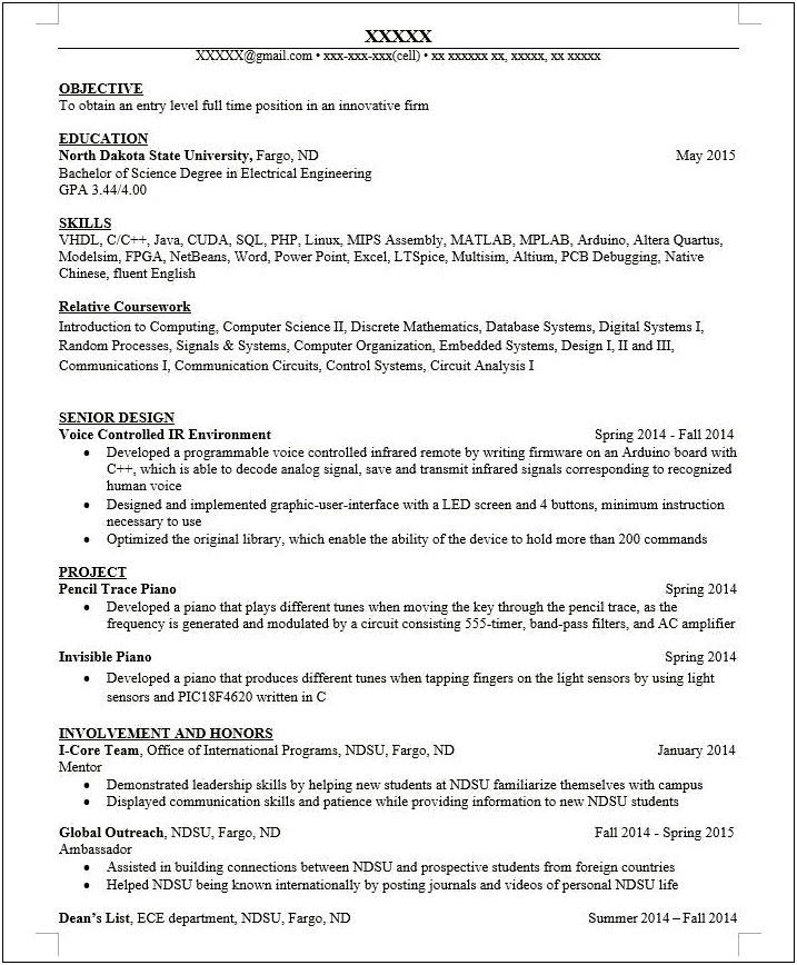 Resume For Jobs After College