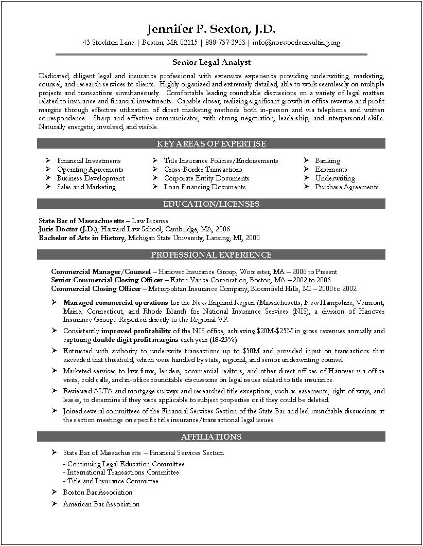 Resume For Law School With Retail Experience