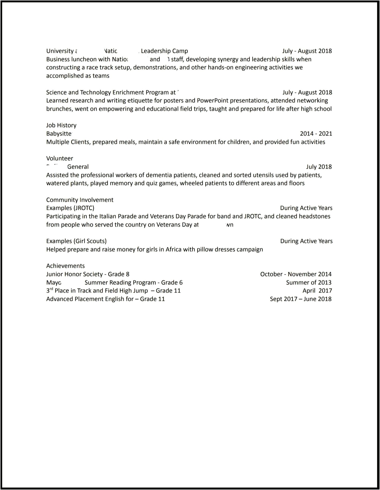 Resume For Little Job Experience