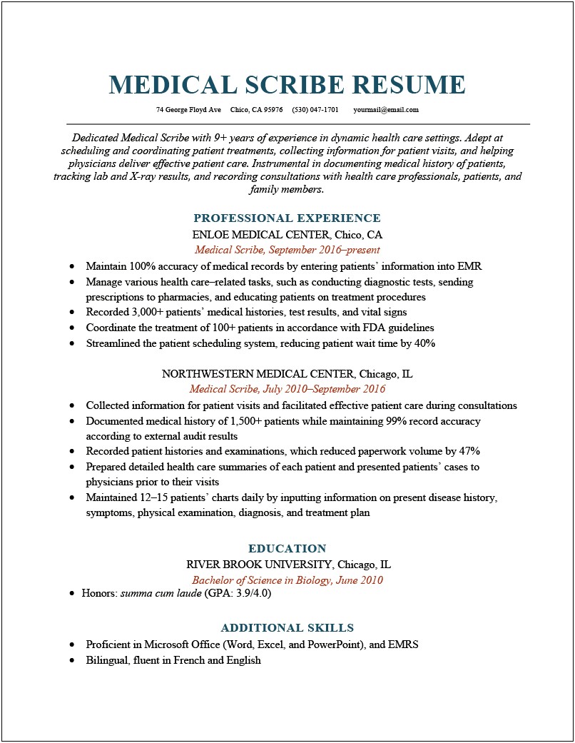 Resume For Managed Care Medical Scientist