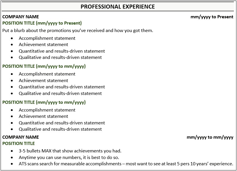 Resume For Many Different Job Titles Held