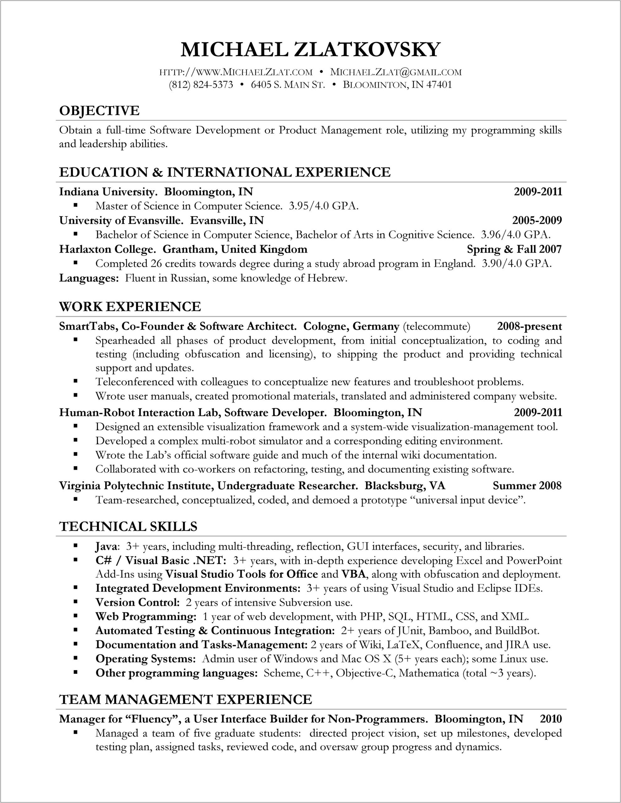 Resume For Masters Application Sample Harvard