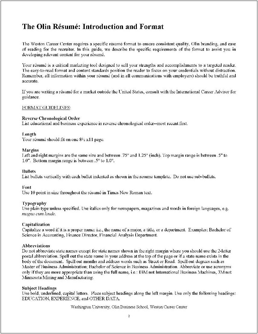Resume For Mba Application Example