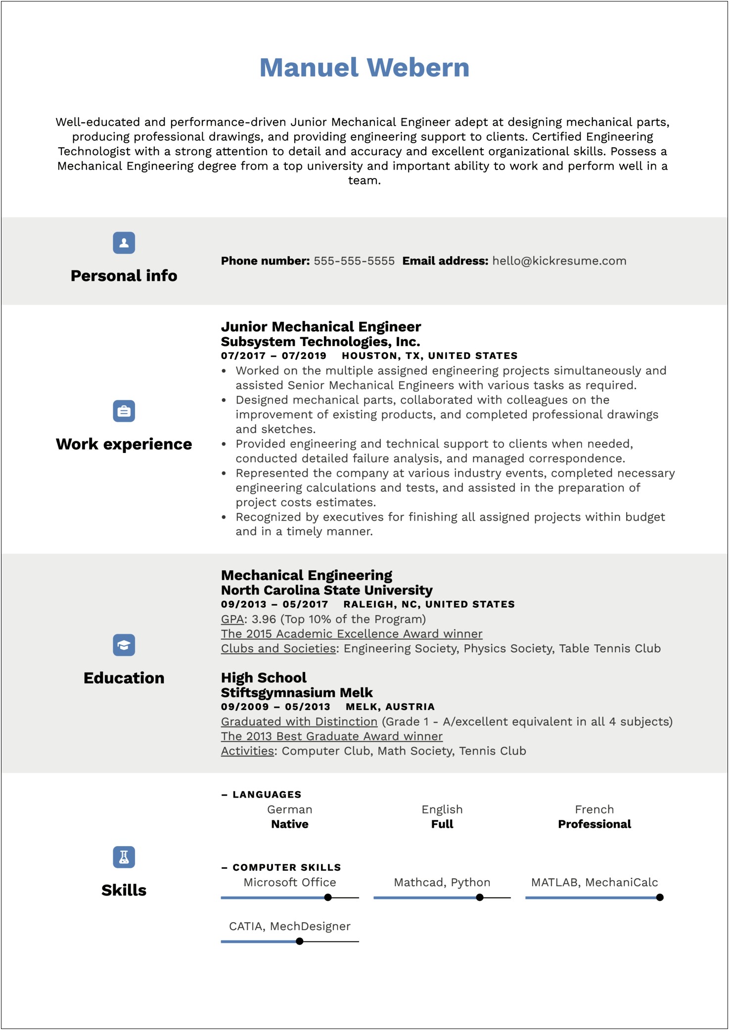 Resume For Mechanical Engineer Without Experience