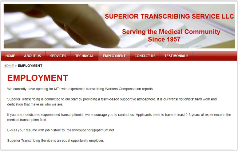 Resume For Medical Transcription Job