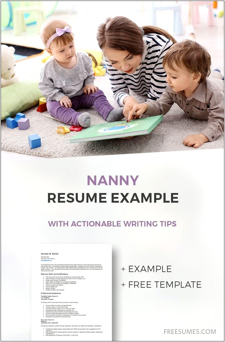 Resume For Nanny Job Sample