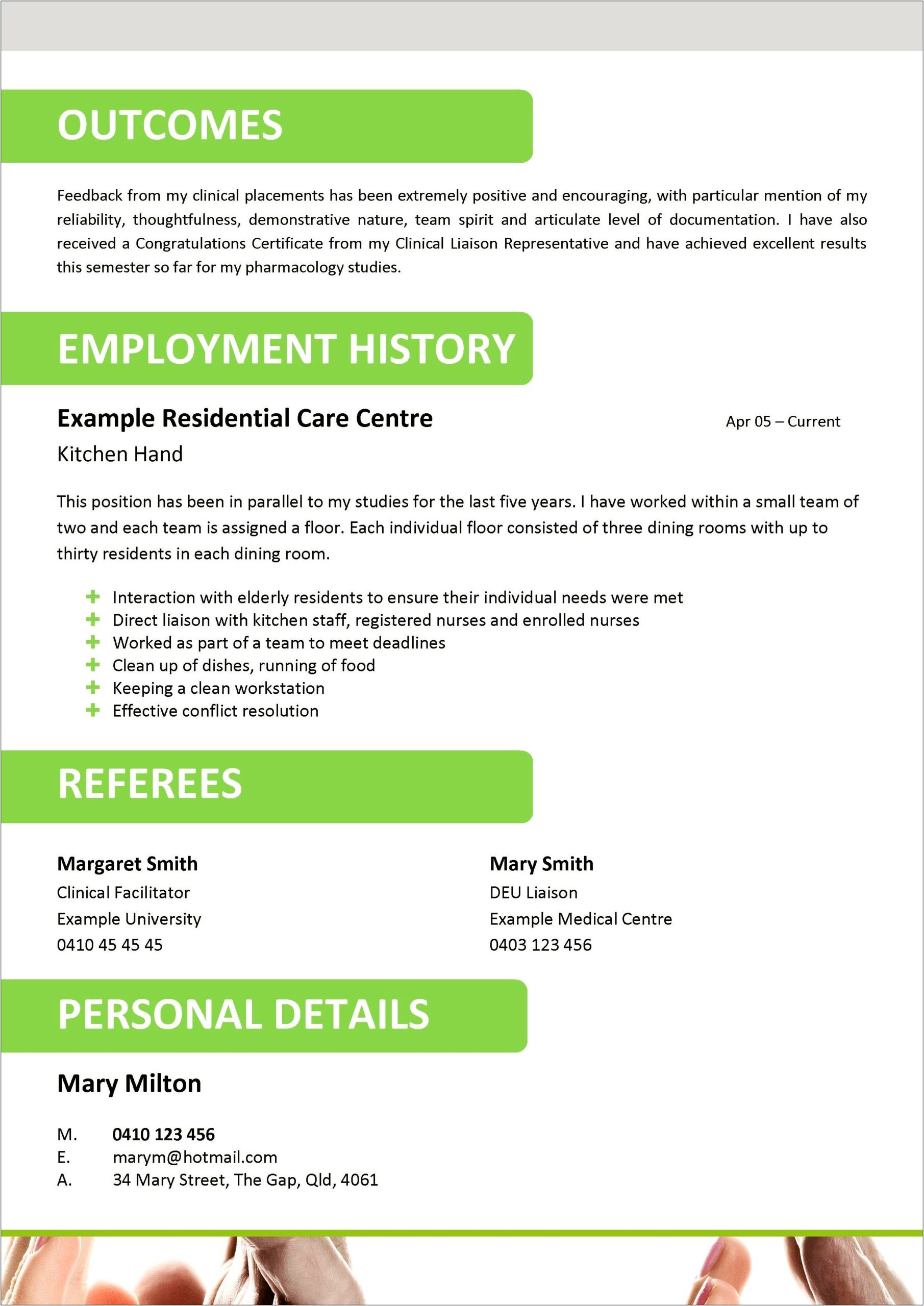 Resume For Nursing Job In Australia