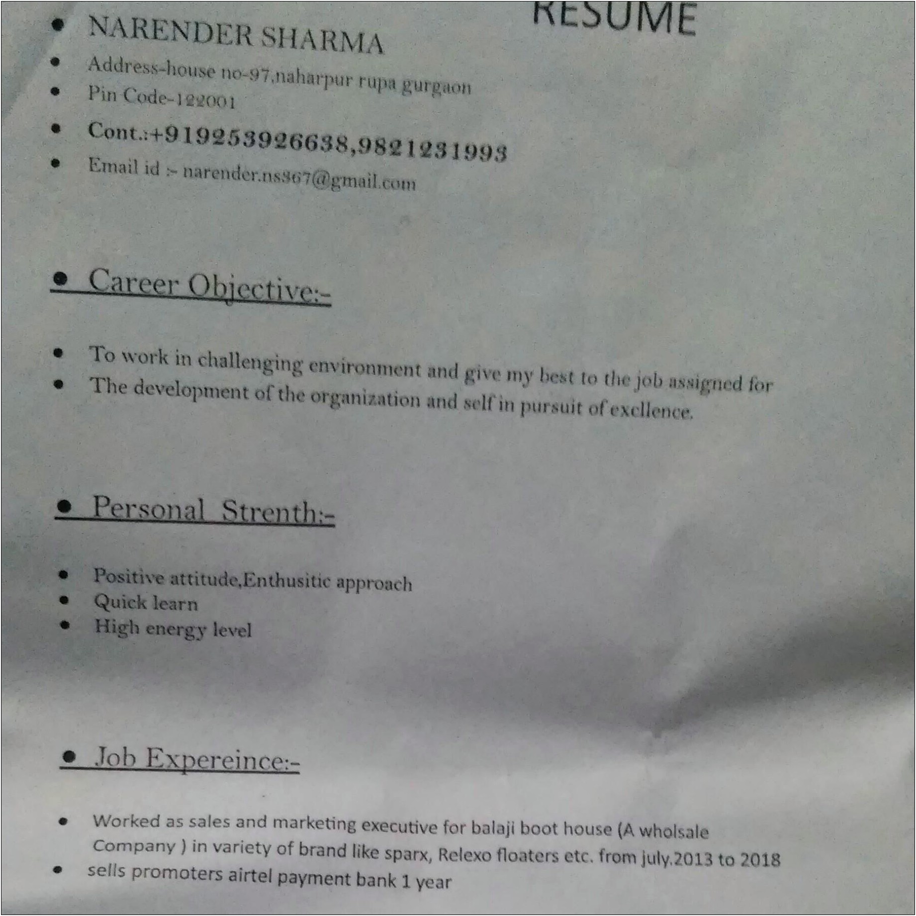 Resume For Office Boy Job