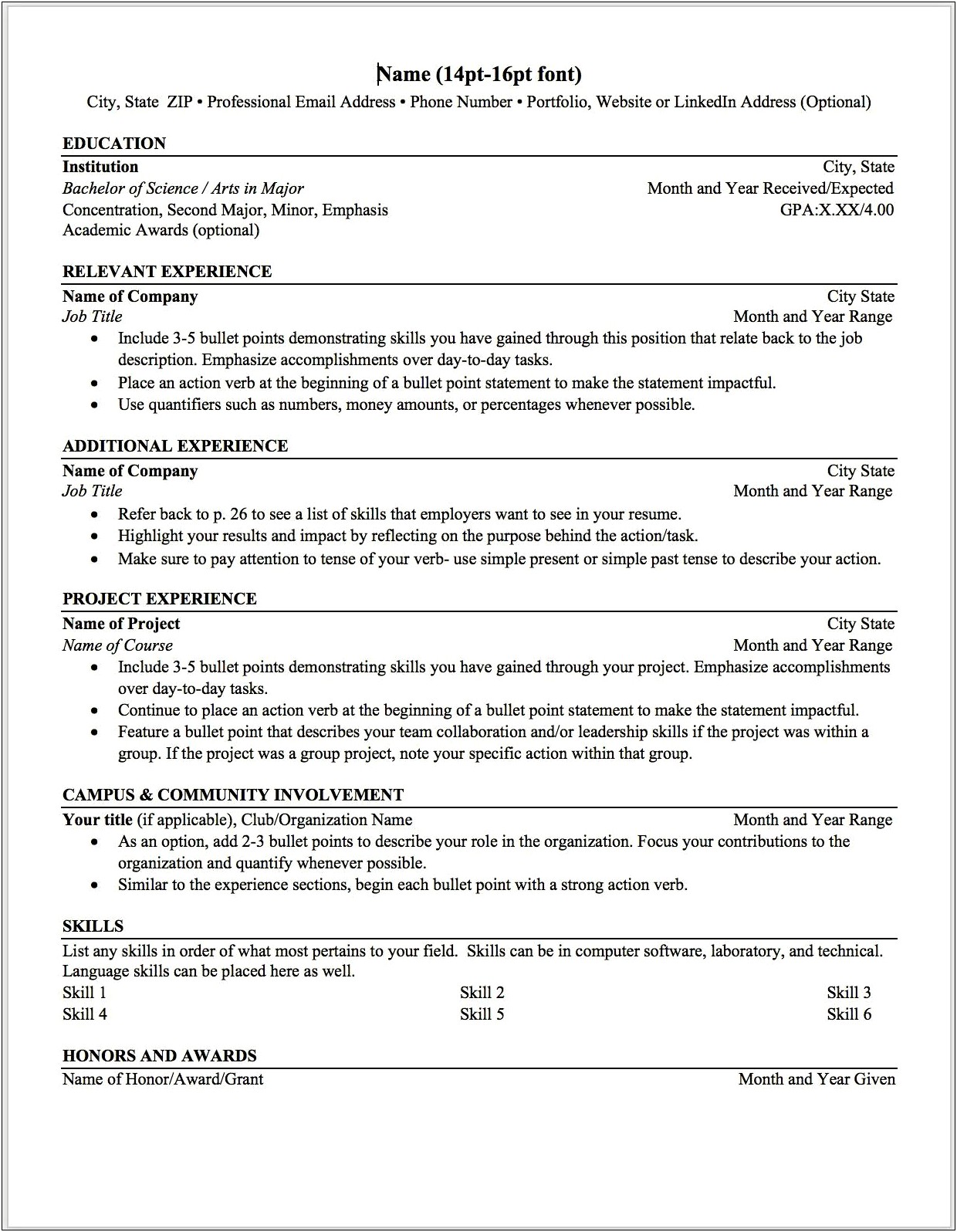 Resume For On Campus Jobs Pdf