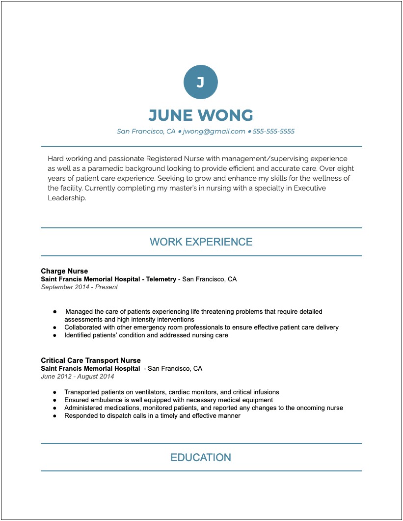 Resume For Patient Transporter No Experience