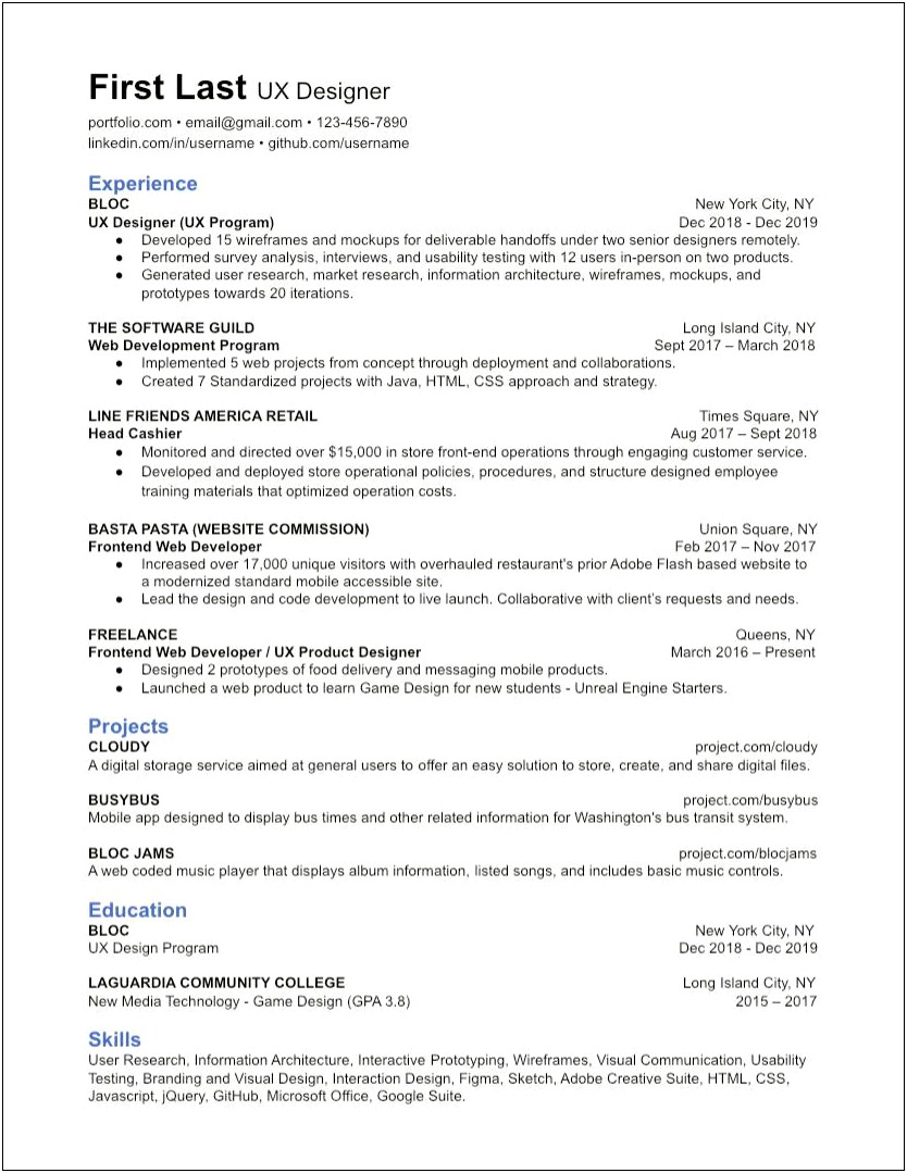 Resume For Person With Retail And Resturaunt Experience