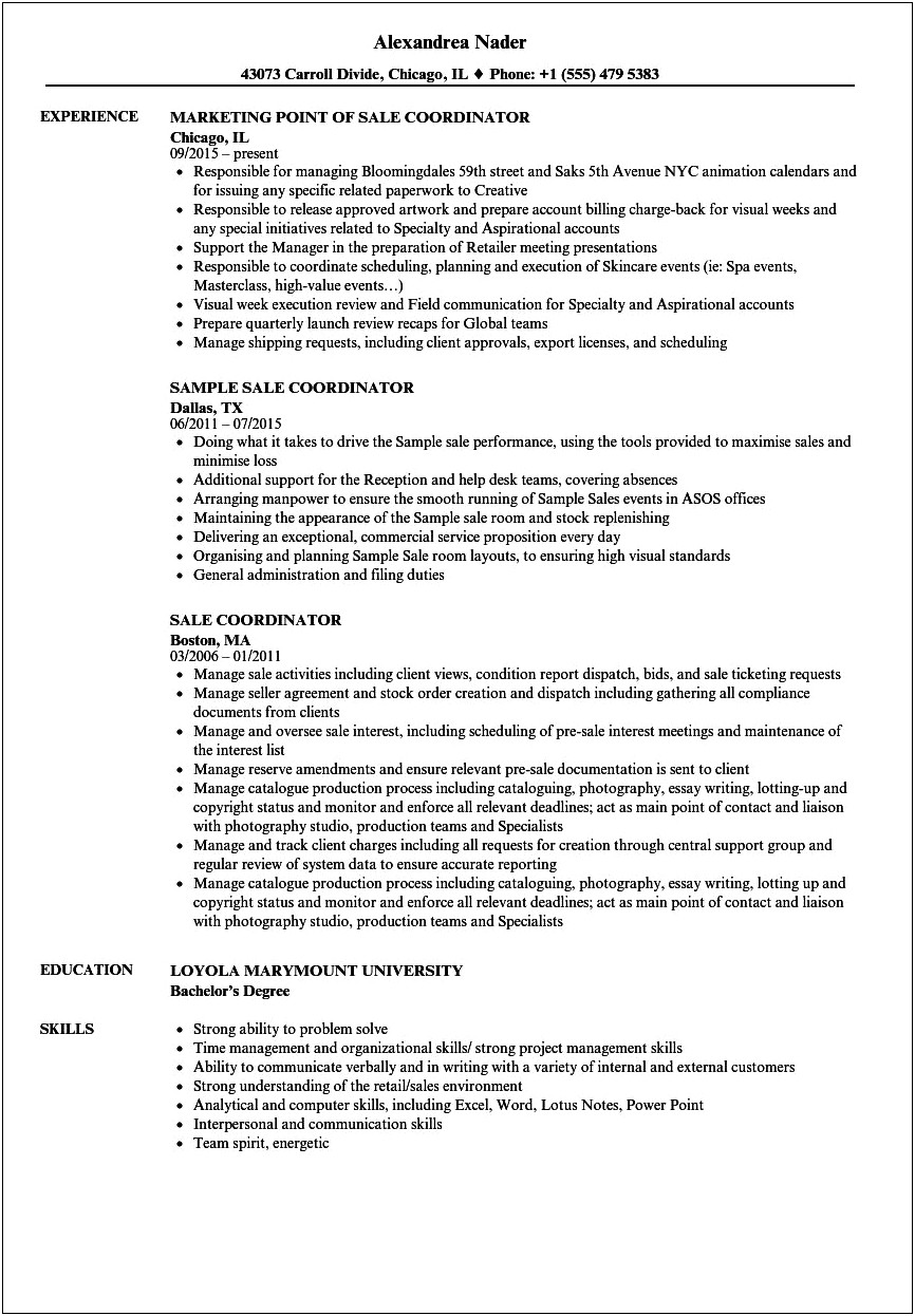 Resume For Project Manager For Point Of Purchase