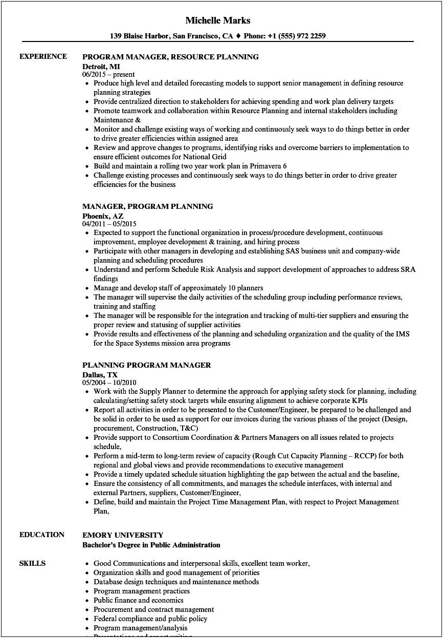 Resume For Public Administration Job