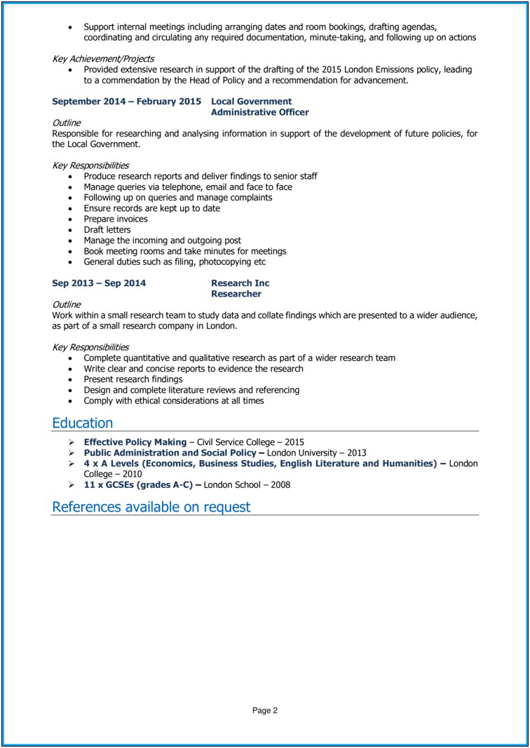 Resume For Public Sector Job