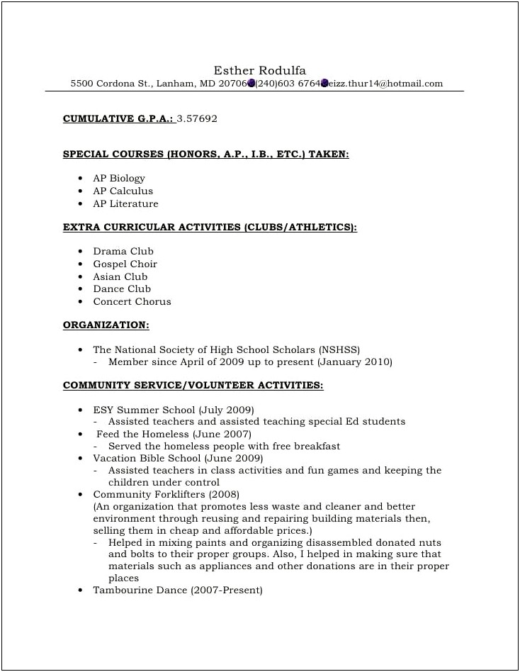 Resume For Recommendation Letter Sample