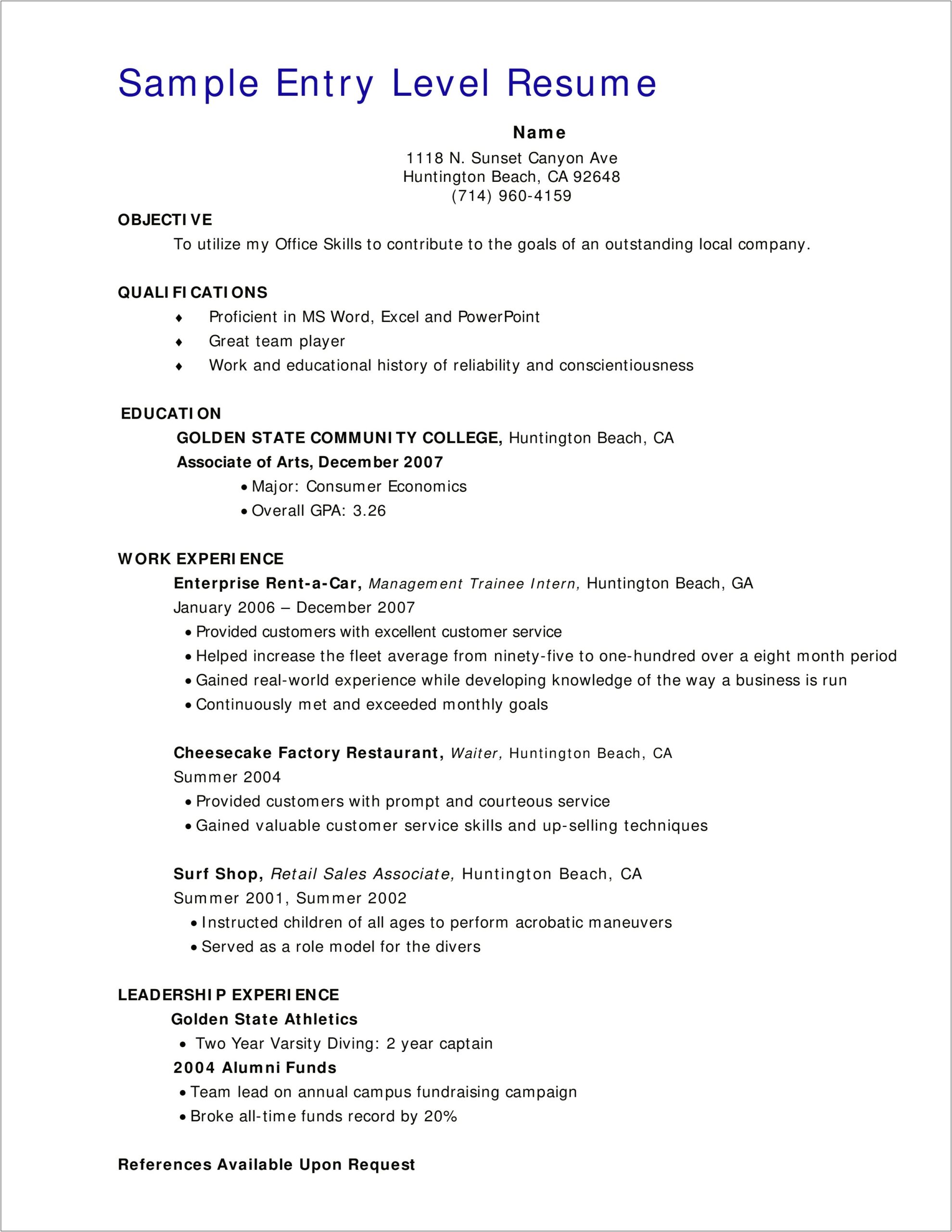 Resume For Sales Associate With No Work Experience