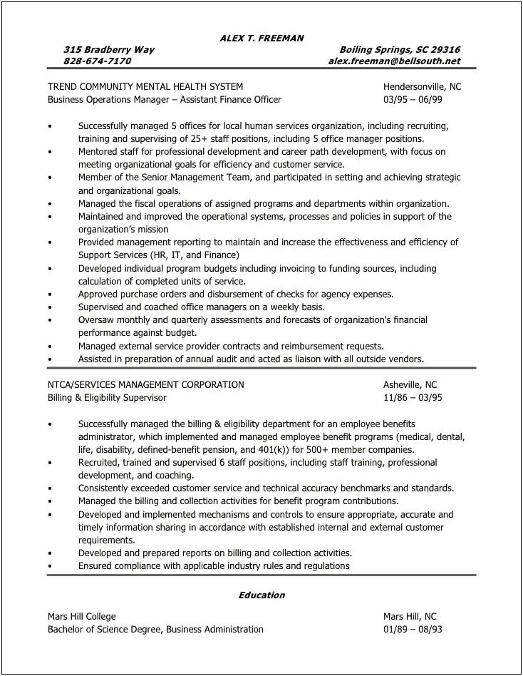 Resume For Sales Operations Manager