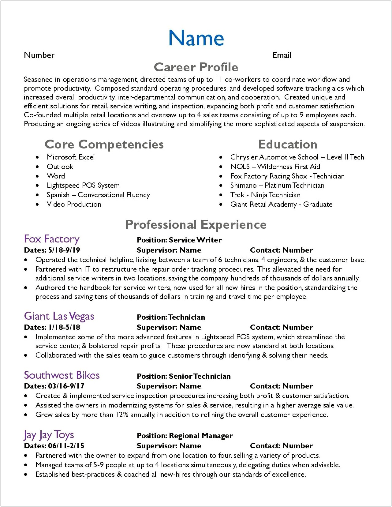 Resume For School Operations Manager