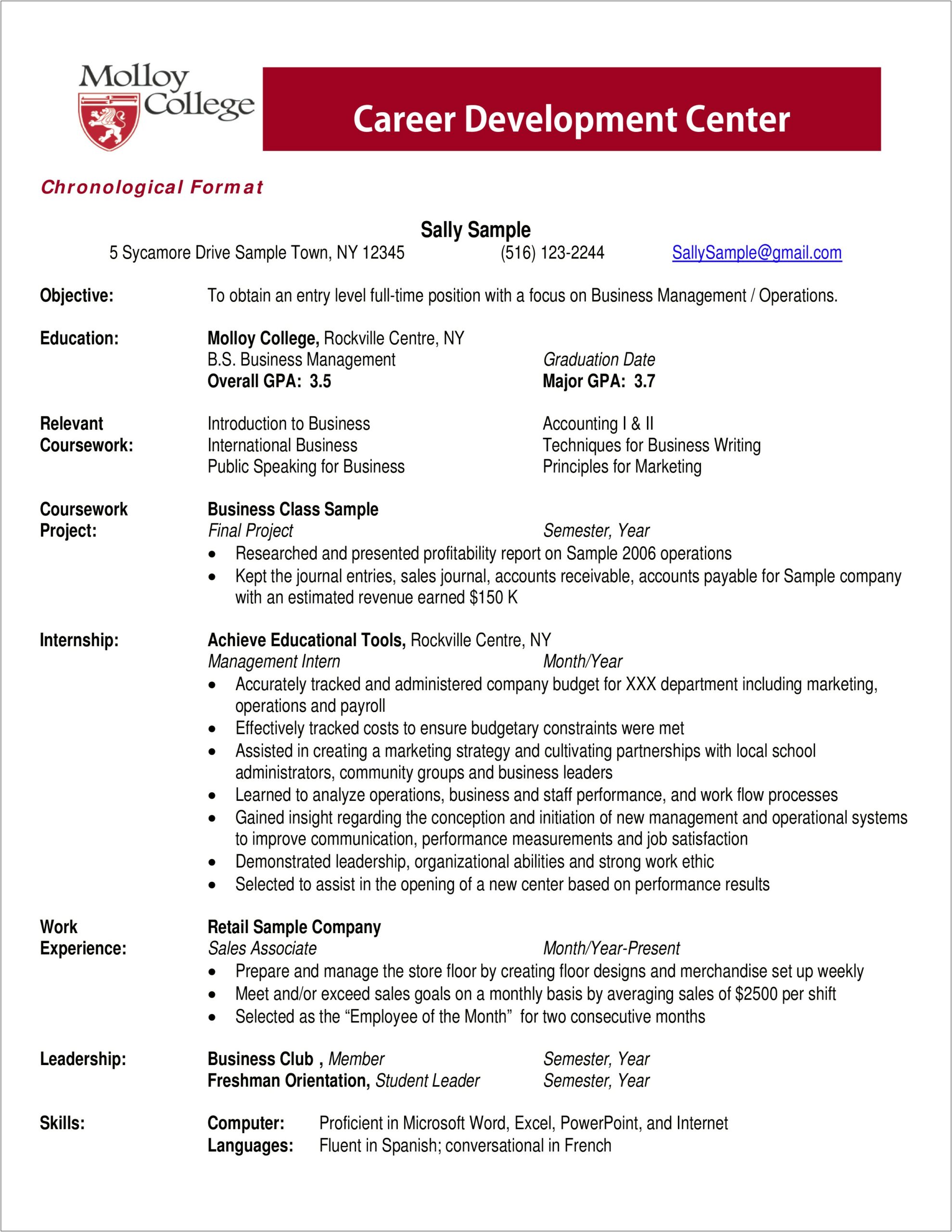 Resume For Social Work College Students